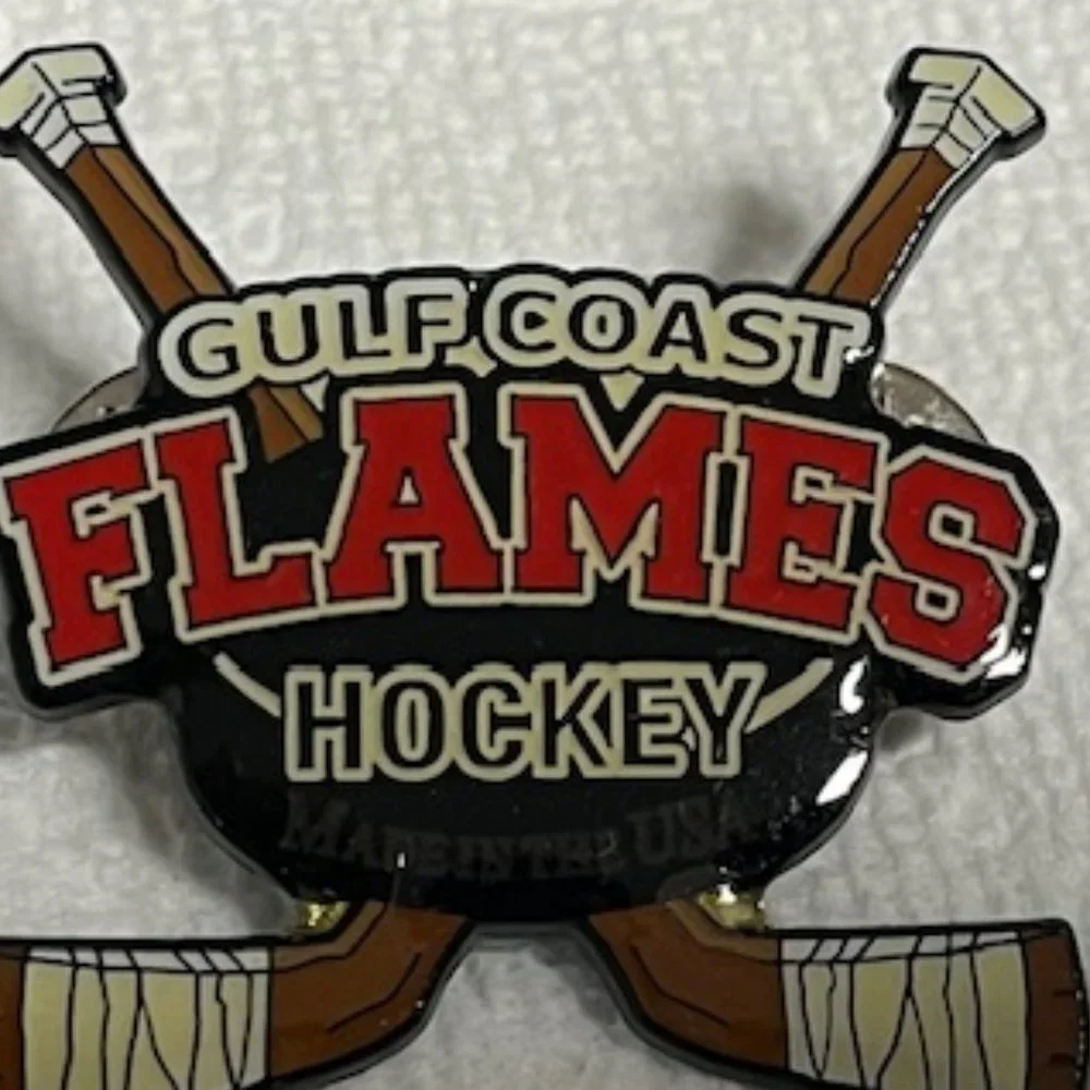 NEW Gulf Coast Flames Youth Hockey USA Lapel Hat Tack Pin 1.5